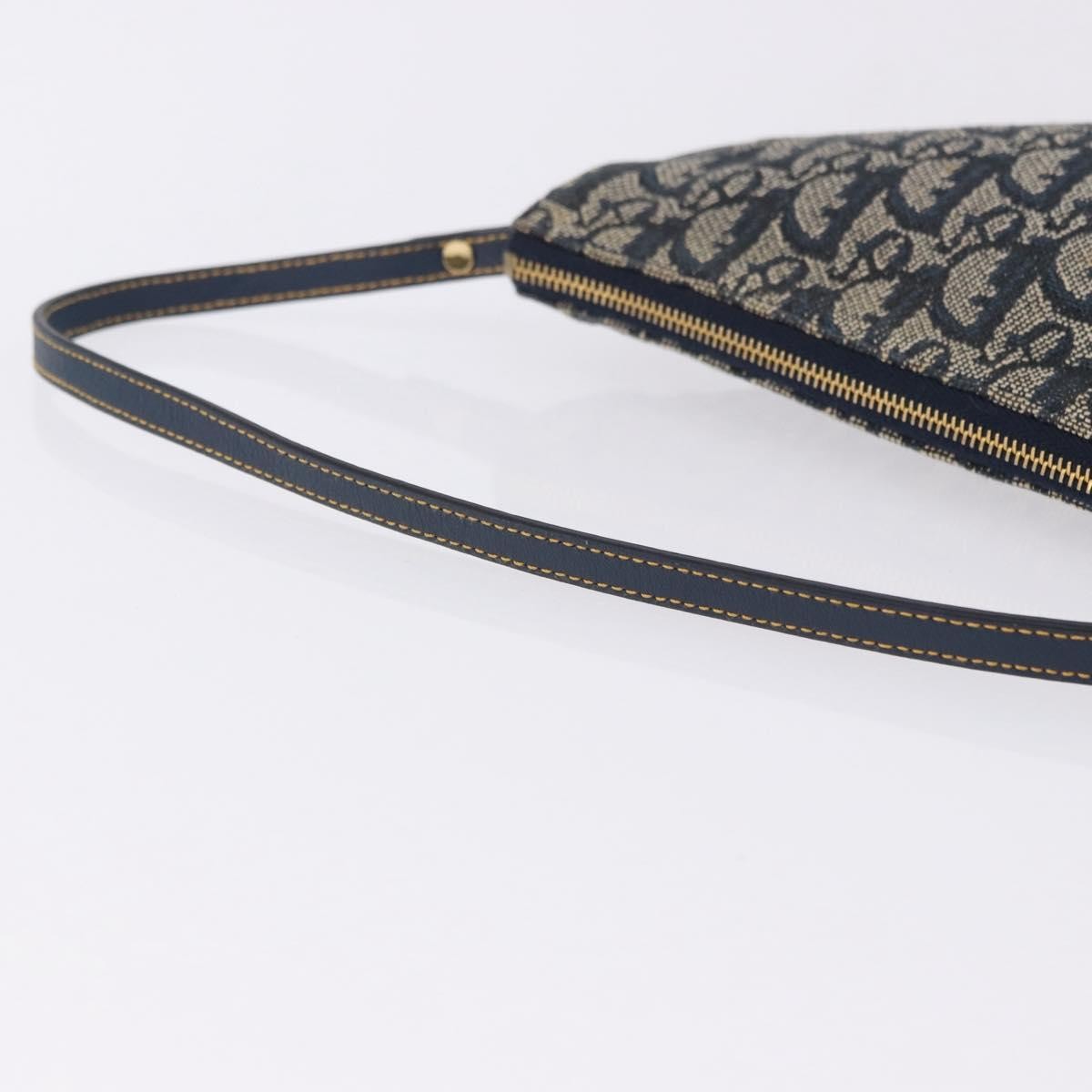 Christian Dior Vintage Saddle Bag Canvas Navy Canvas Clutche & Pouche Bag (Pre-Owned)