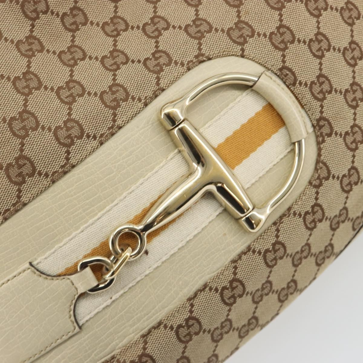 Gucci Hasler Hobo Gg Canvas Beige Canvas Shoulder Bag Bag (Pre-Owned)