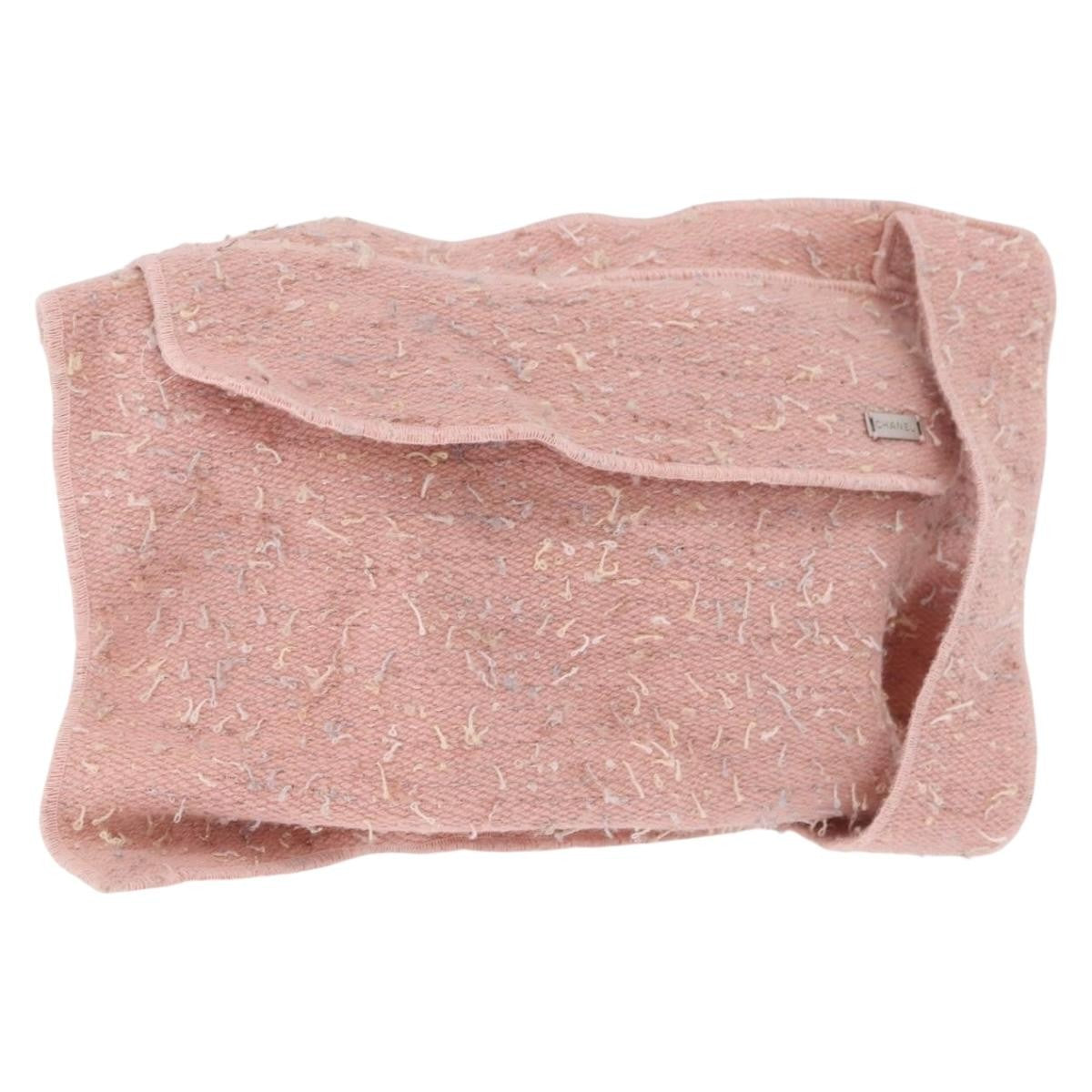 Chanel Shoulder Suede Patchwork Pink Tweed Shoulder Bag Bag (Pre-Owned)