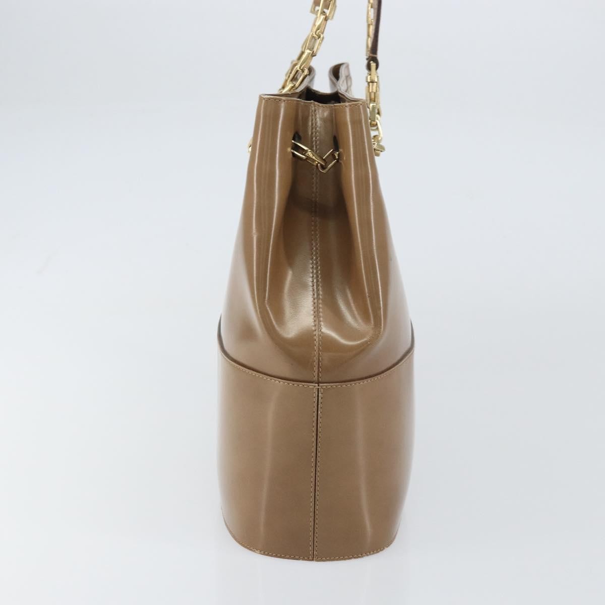 Salvatore Ferragamo Vintage Chain Patent Leather Beige Patent_Leather Shoulder Bag Bag (Pre-Owned)