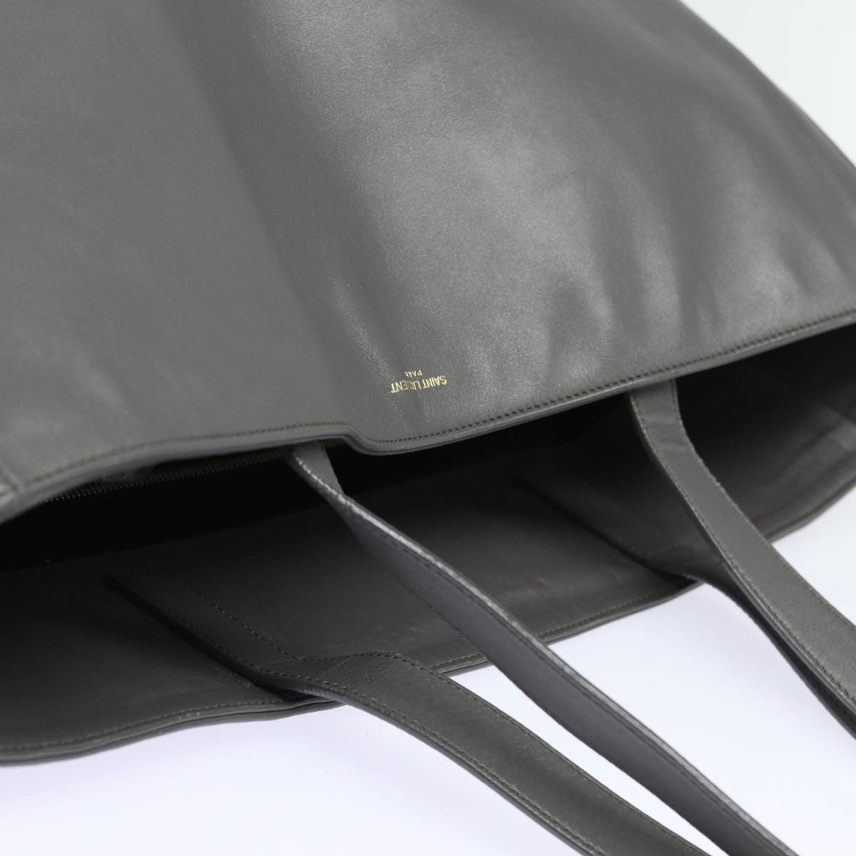 Saint Laurent Reversible North South Shopper Leather Gray Leather Tote Bag Bag (Pre-Owned)
