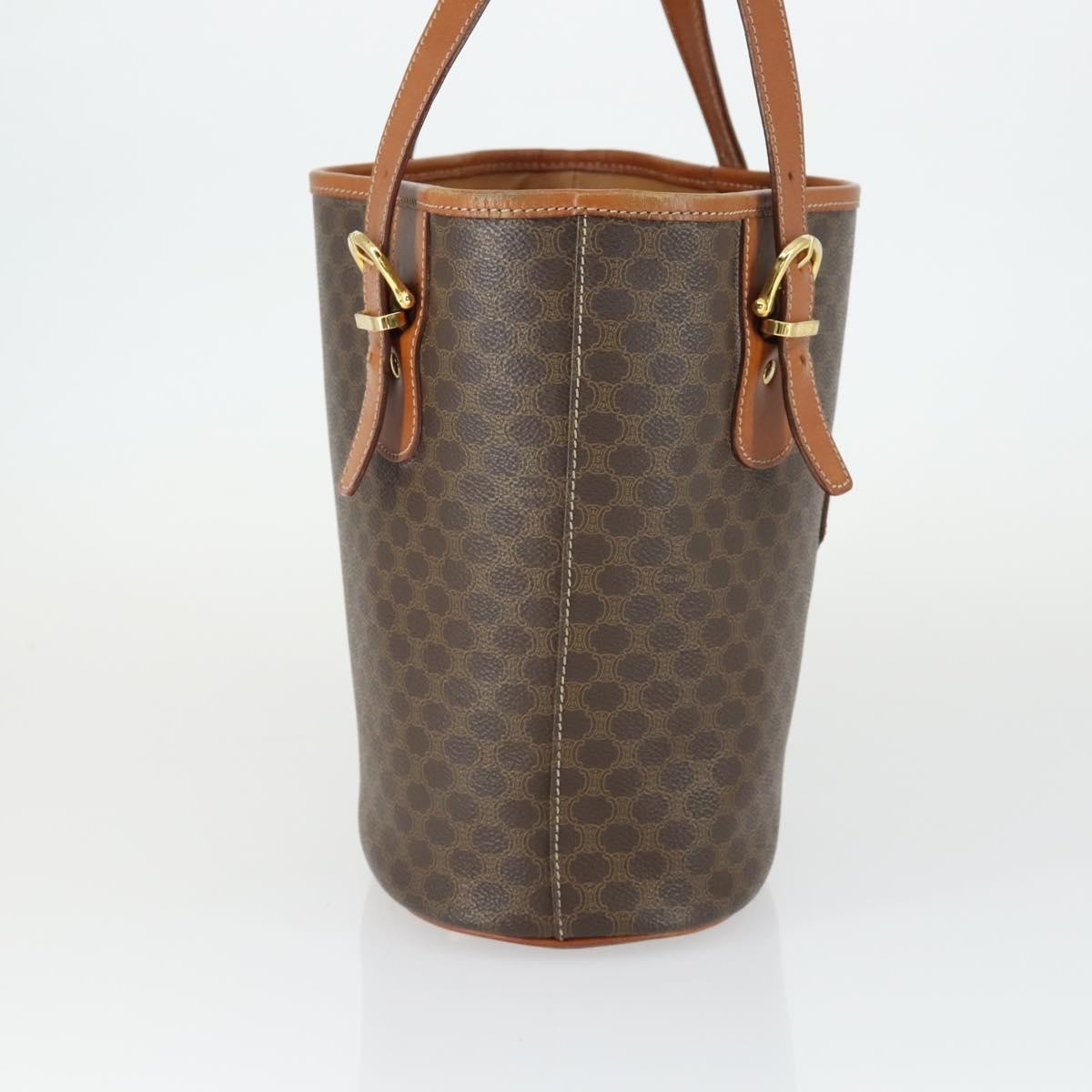 Celine Vintage Macadam Canvas And Leather Brown Canvas Handbag (Pre-Owned)
