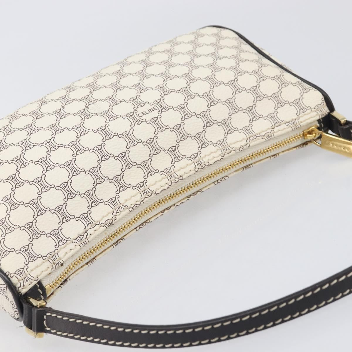 Celine Triomphe Macadam Zip Shoulder Bag Canvas White Pvc Clutche & Pouche Bag (Pre-Owned)