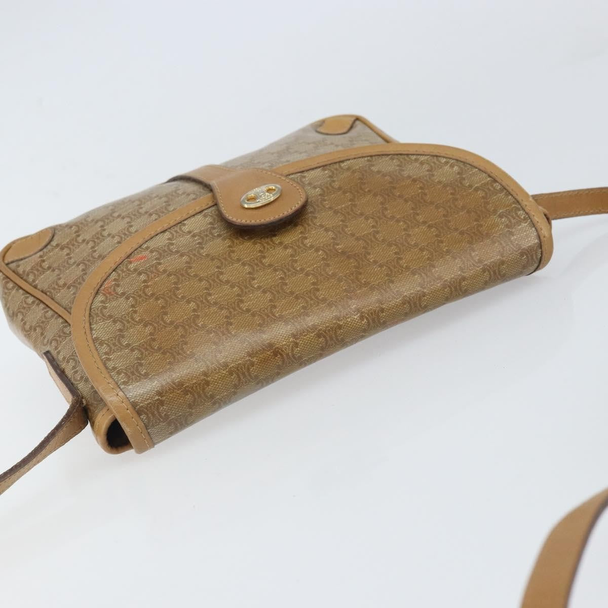 Celine Vintage Macadam Canvas And Leather Beige Canvas Shoulder Bag Bag (Pre-Owned)
