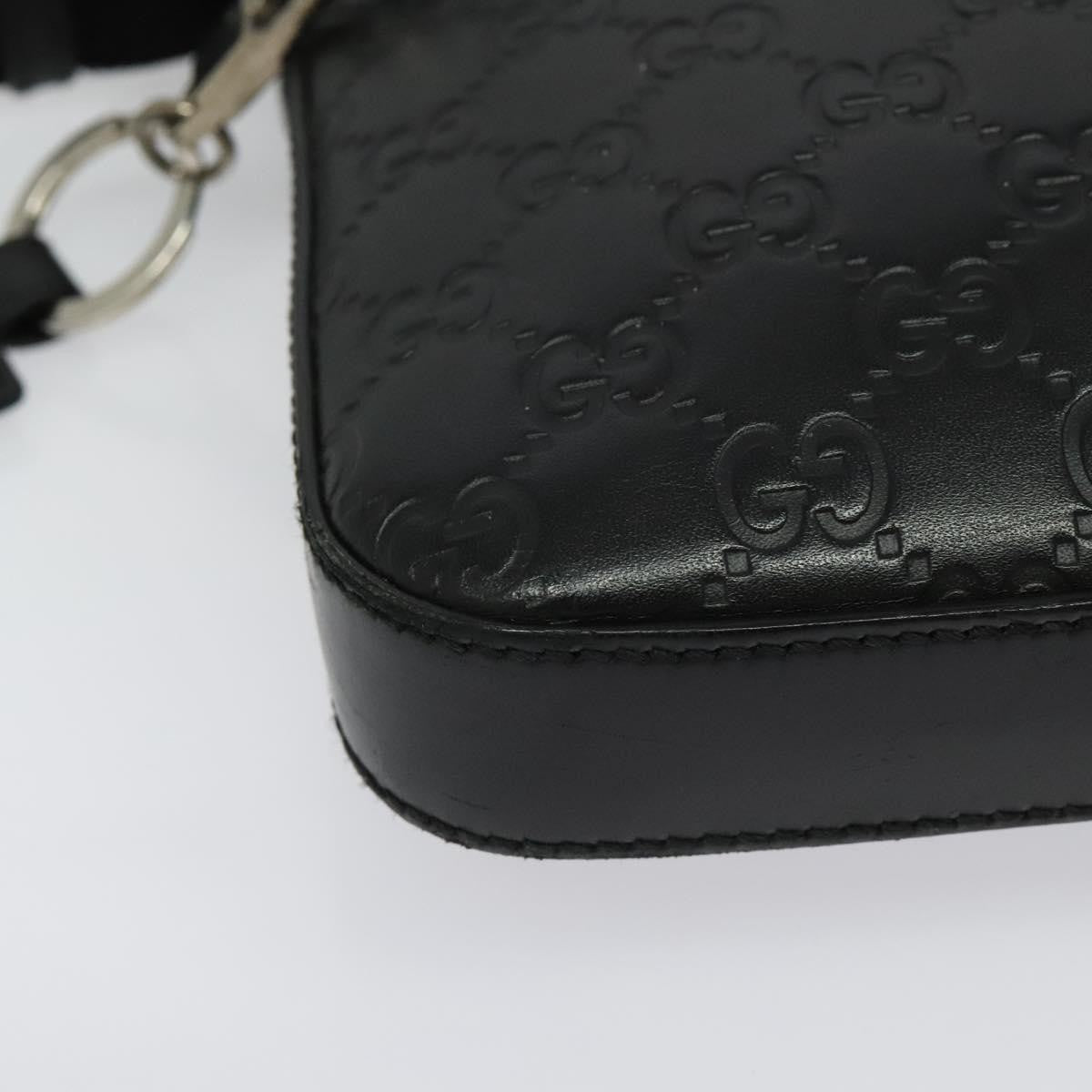 Gucci Signature Zip Messenger Guccissima Leather Black Leather Shoulder Bag Bag (Pre-Owned)