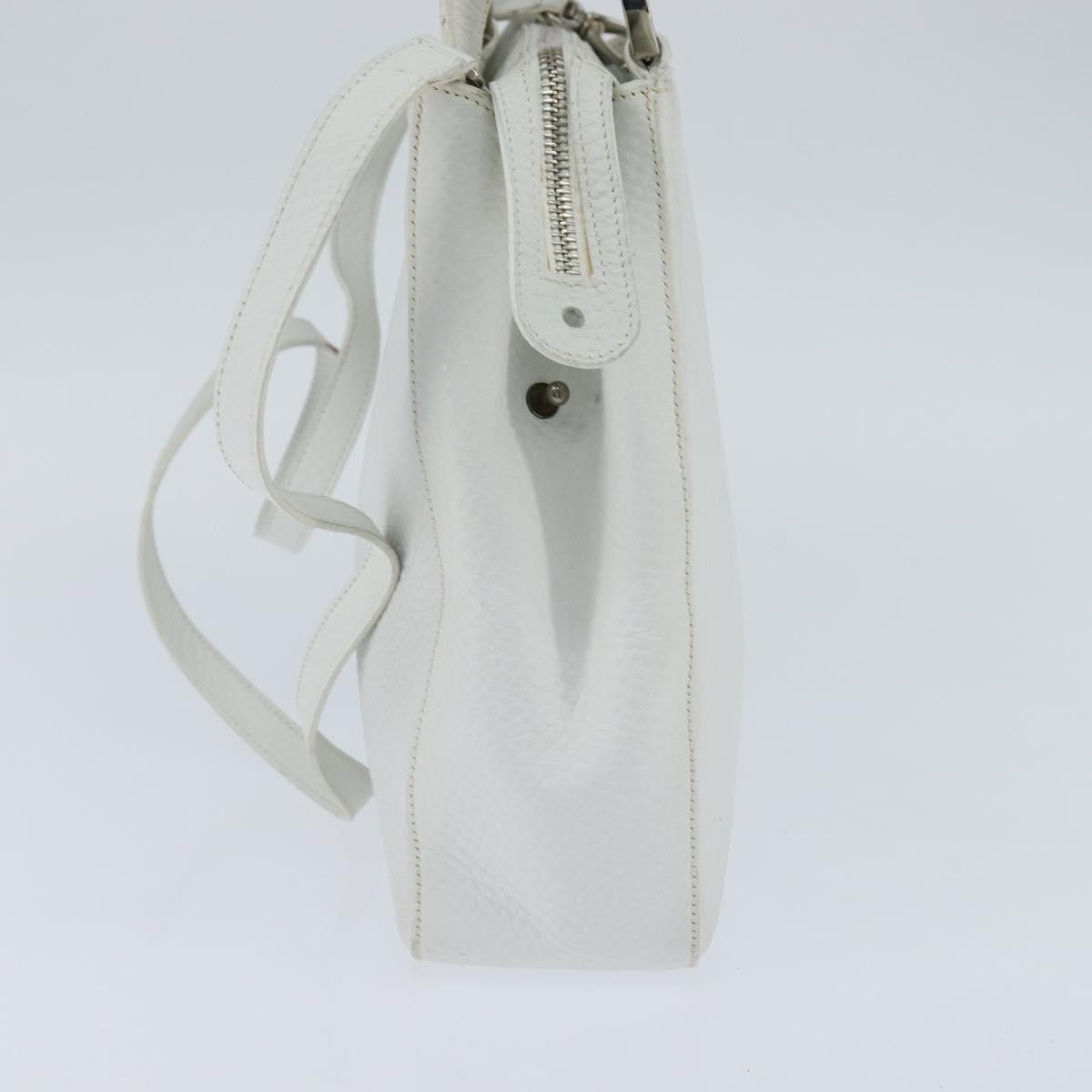 Salvatore Ferragamo Gancini Leather White Leather Handbag (Pre-Owned)