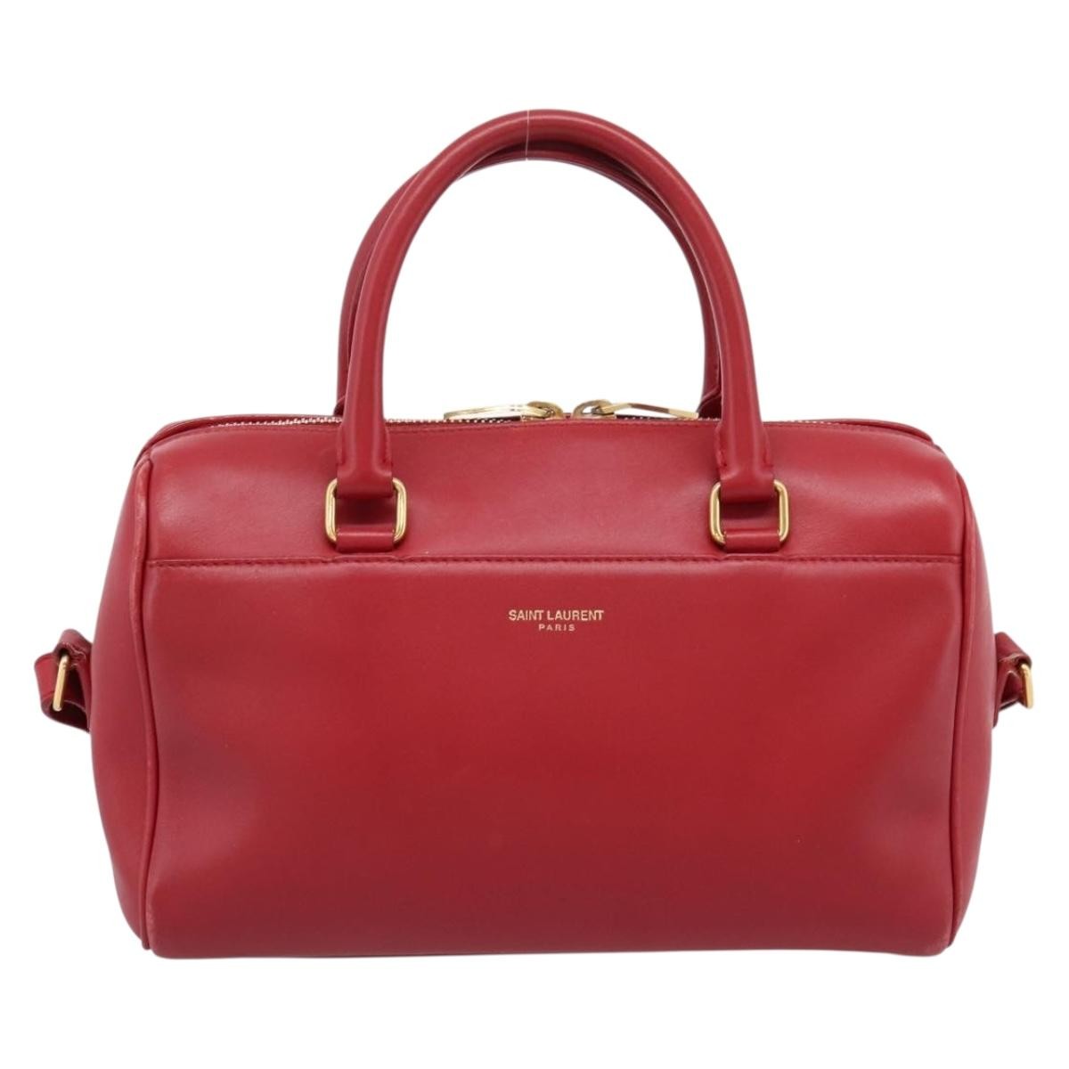 Saint Laurent Classic Baby Duffle Leather Red Leather Handbag (Pre-Owned)