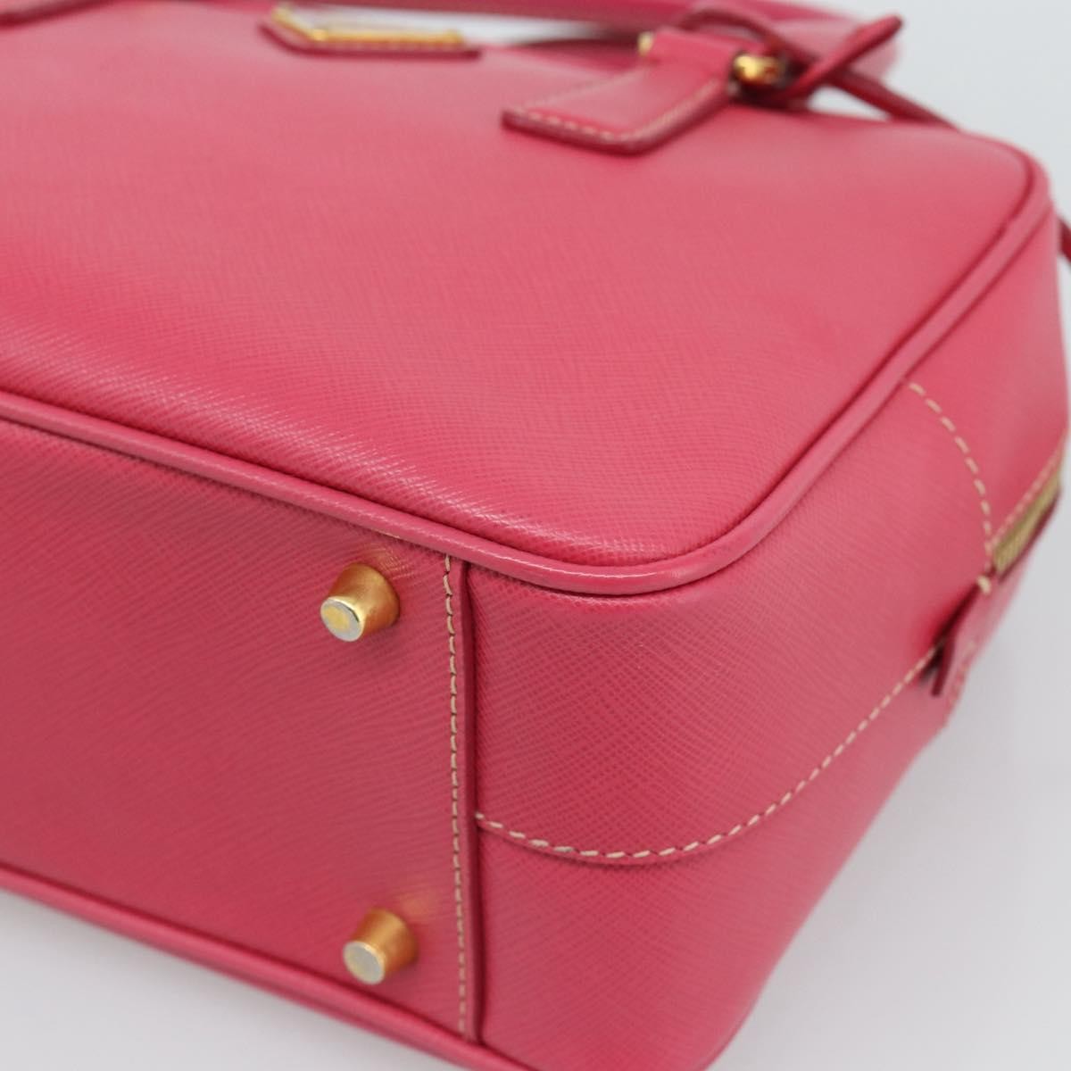 Prada Bauletto Saffiano Leather Pink Leather Handbag (Pre-Owned)