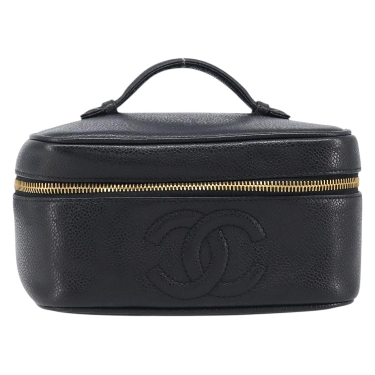 Chanel Vintage Timeless Cosmetic Case Caviar Black Leather Clutche & Pouche Bag (Pre-Owned)