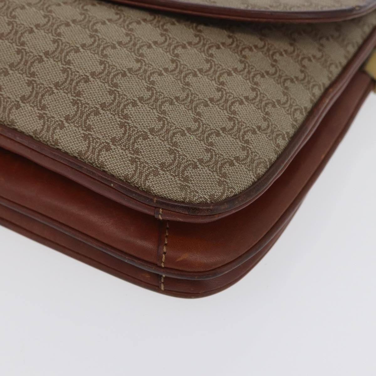 Celine Vintage Macadam Canvas And Leather Beige Canvas Shoulder Bag Bag (Pre-Owned)