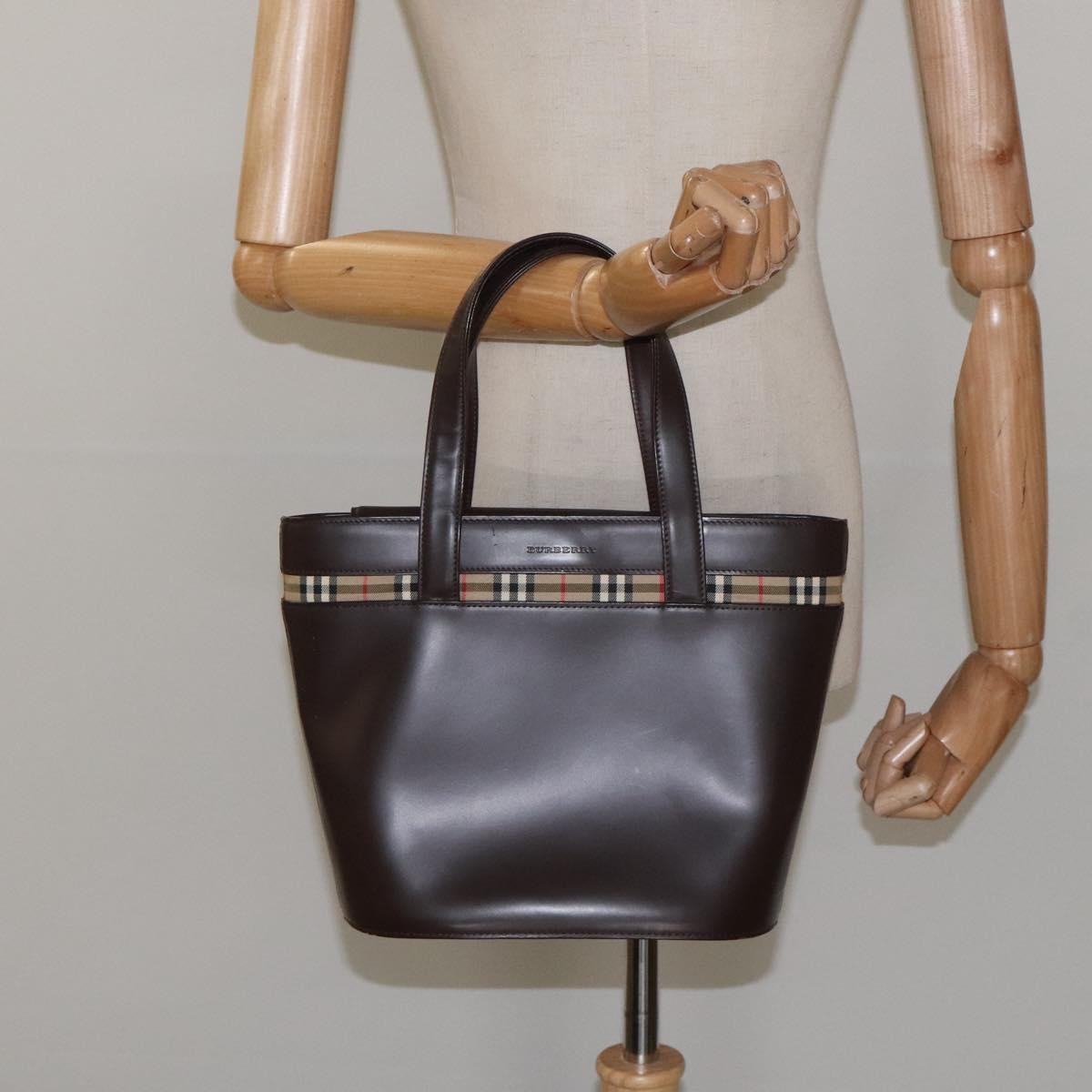 Burberry Nova Check Leather Brown Leather Handbag (Pre-Owned)