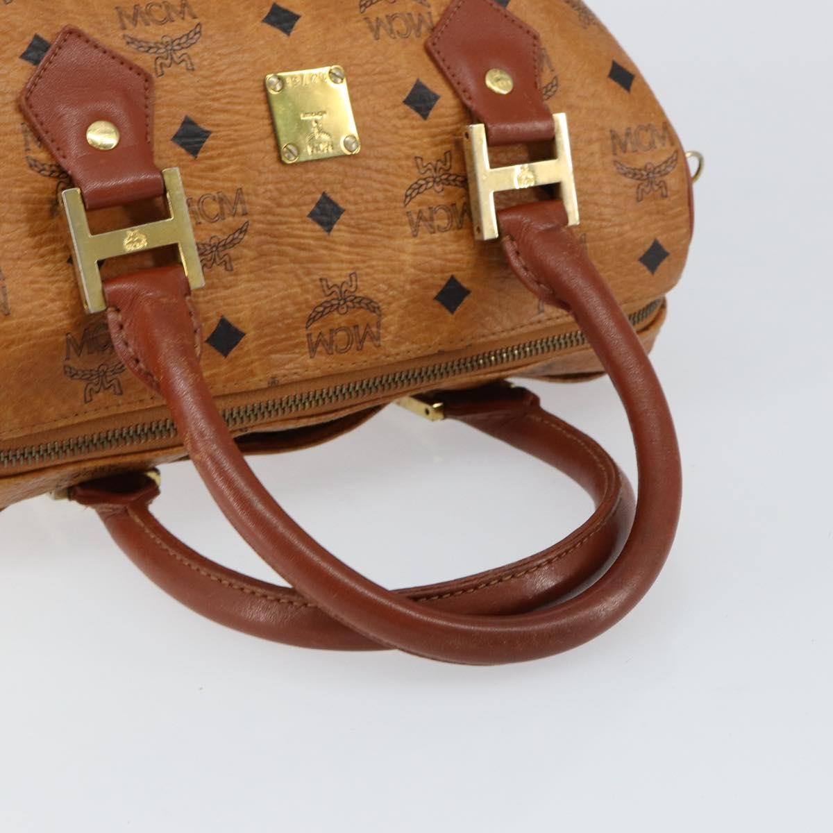 MCM Visetos Logogramme Canvas And Leather Brown Canvas Handbag (Pre-Owned)