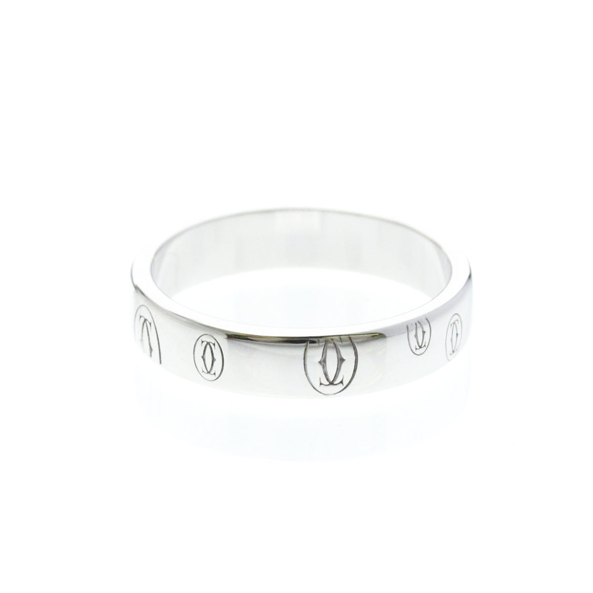 Cartier C De Cartier Happy Birthday Band 18K White Gold Silver White_Gold Ring Jewelry (Pre-Owned)