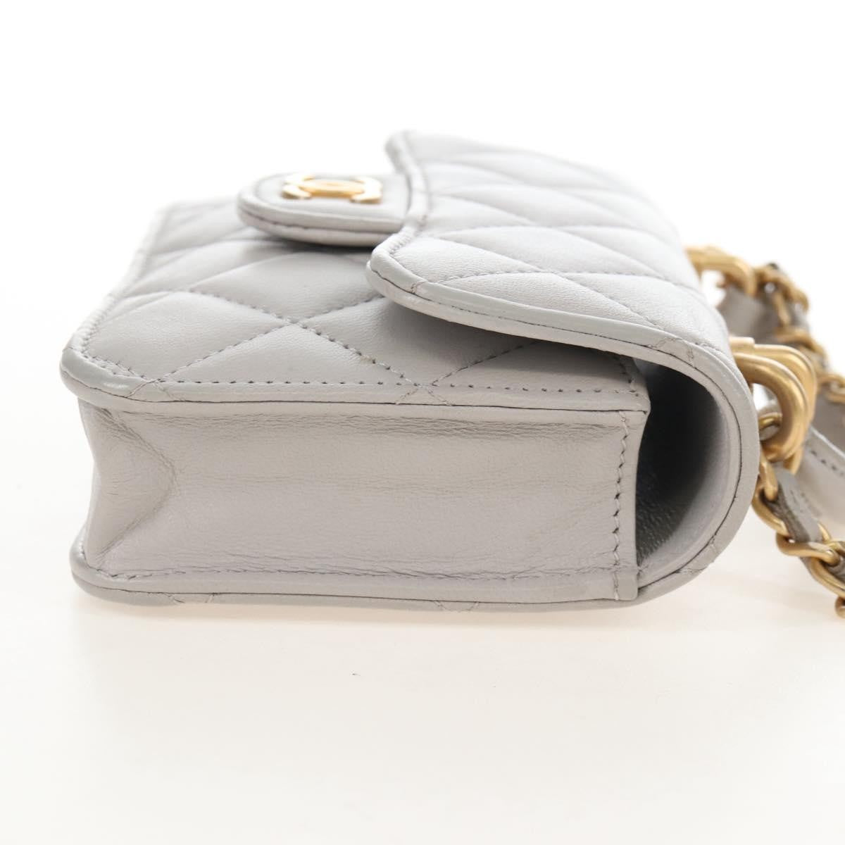 Chanel Top Handle Flap Coin Purse With Chain Quilted Lambskin Gray Leather Crossbody Bag Bag (Pre-Owned)