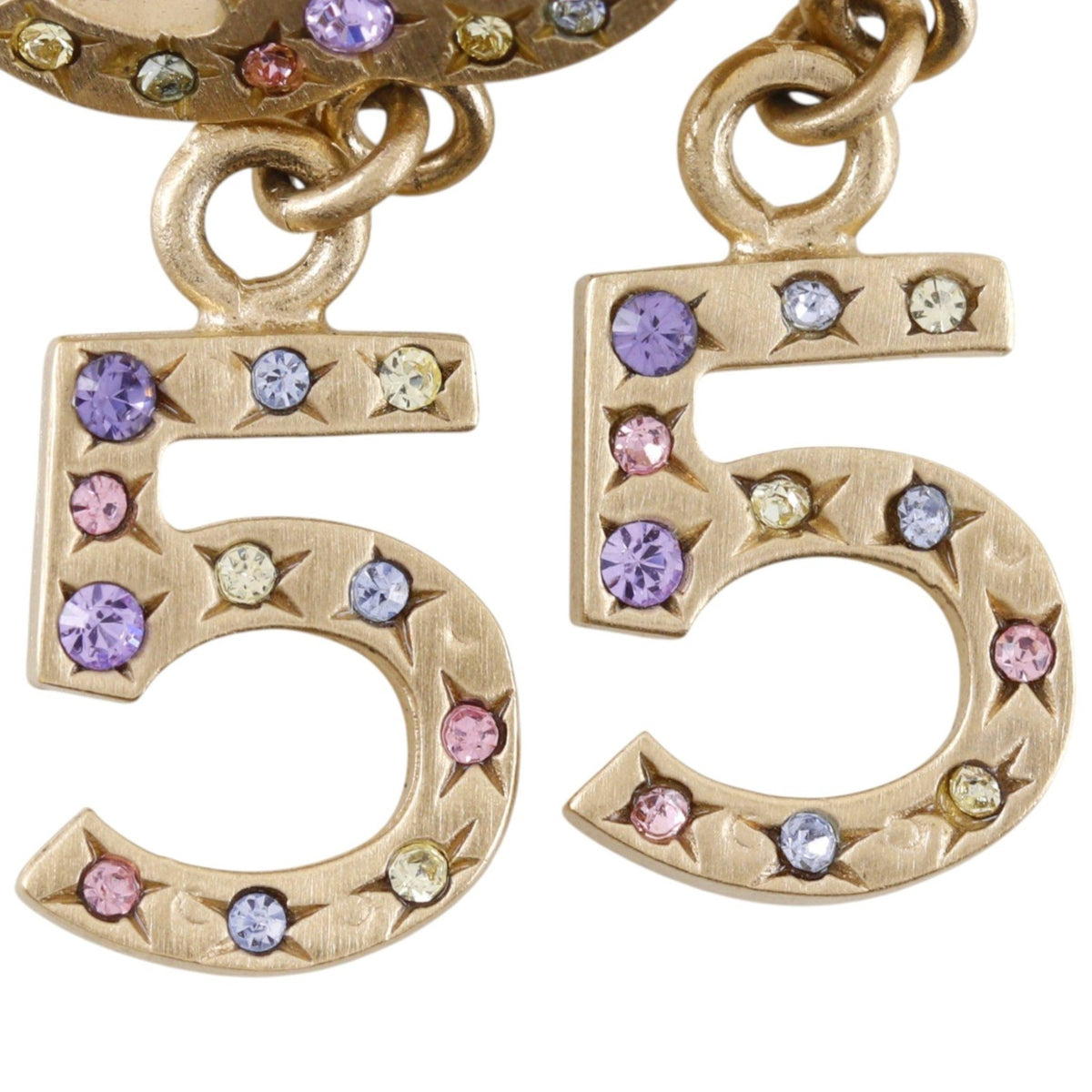 Chanel No.5 Cc Chain Drop Metal And Enamel Gold Gold_Plated Earrings Jewelry (Pre-Owned)