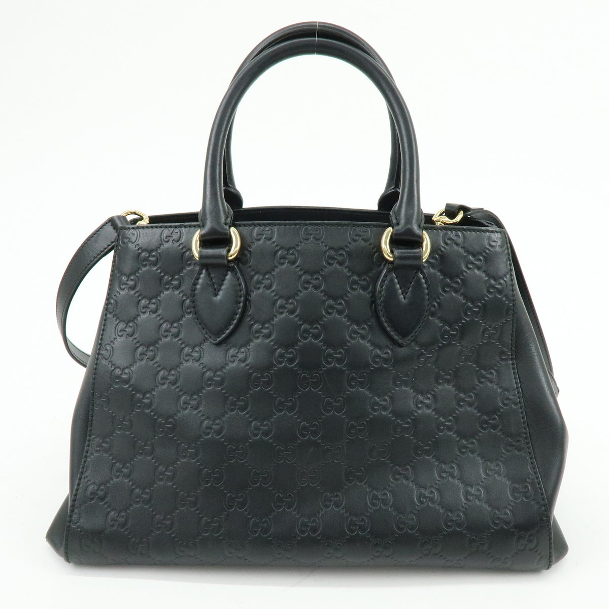 Gucci Soft Signature Convertible Top Handle Guccissima Leather Black Leather Handbag (Pre-Owned)
