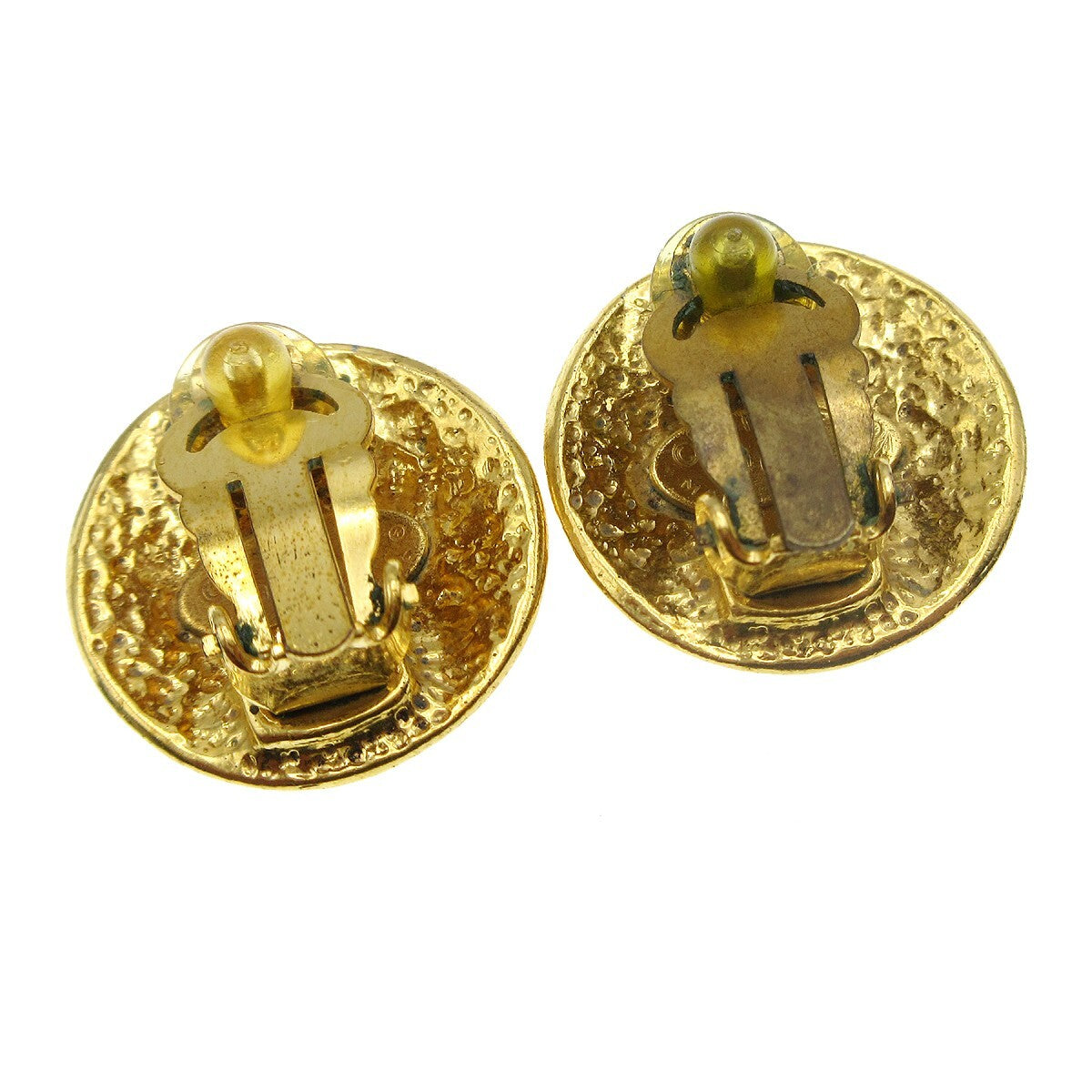 Chanel Cc Button Clip-On Metal Gold Gold_Plated Earrings Jewelry (Pre-Owned)