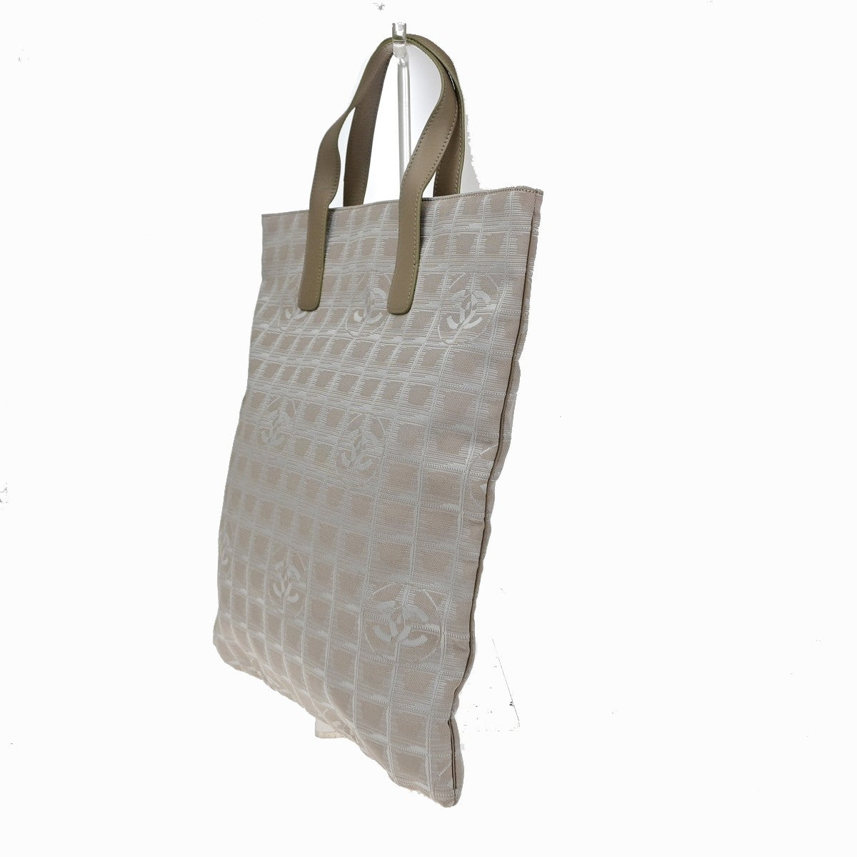 Chanel Travel Line Tote Nylon Beige Nylon Tote Bag Bag (Pre-Owned)