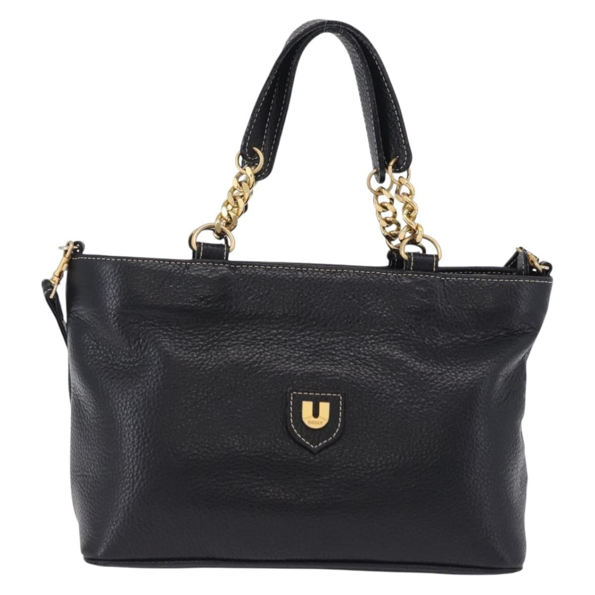 Bally Vintage Leather Black Leather Tote Bag Bag (Pre-Owned)