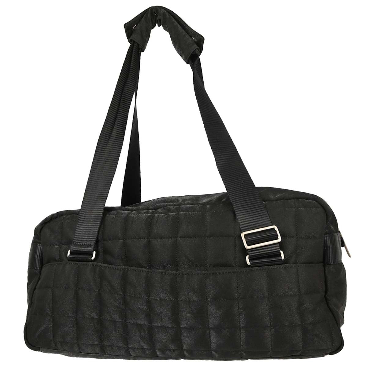 Chanel Sport Line Double Pocket Duffle Quilted Nylon Black Nylon Handbag (Pre-Owned)