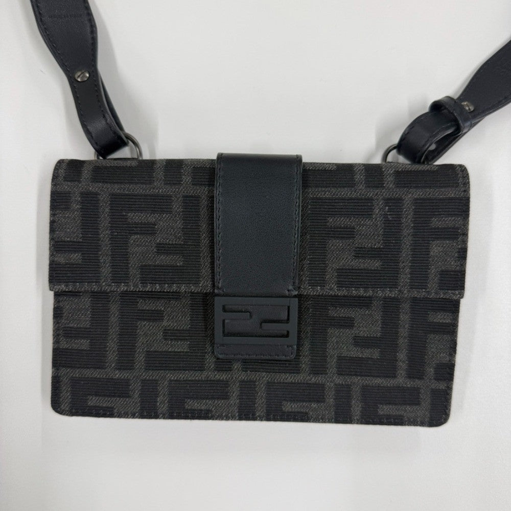 Fendi Baguette Convertible Belt Zucca Canvas Black Canvas Shoulder Bag Bag (Pre-Owned)