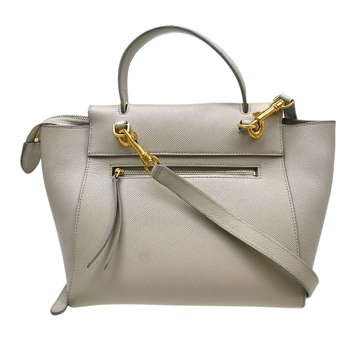 Celine Belt Textured Leather Gray Leather Handbag (Pre-Owned)
