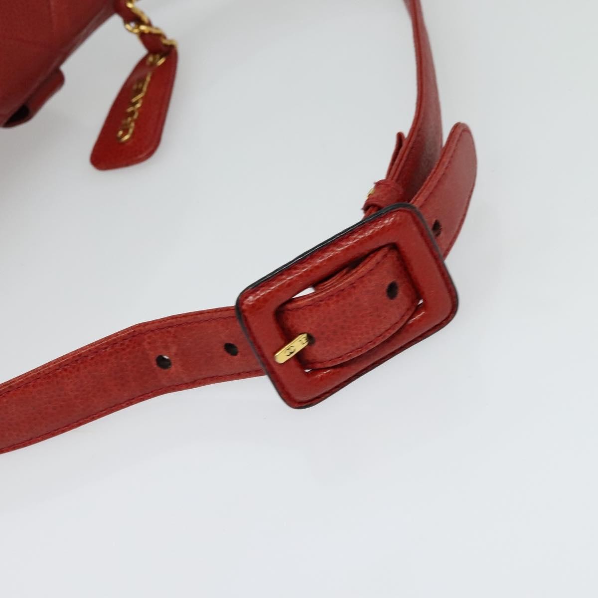 Chanel Vintage Zip Belt Quilted Caviar Red Leather Shoulder Bag Bag (Pre-Owned)