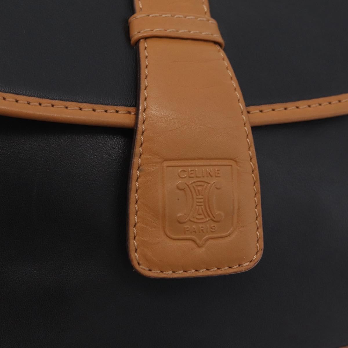 Celine Shoulder Leather Black Leather Shoulder Bag Bag (Pre-Owned)