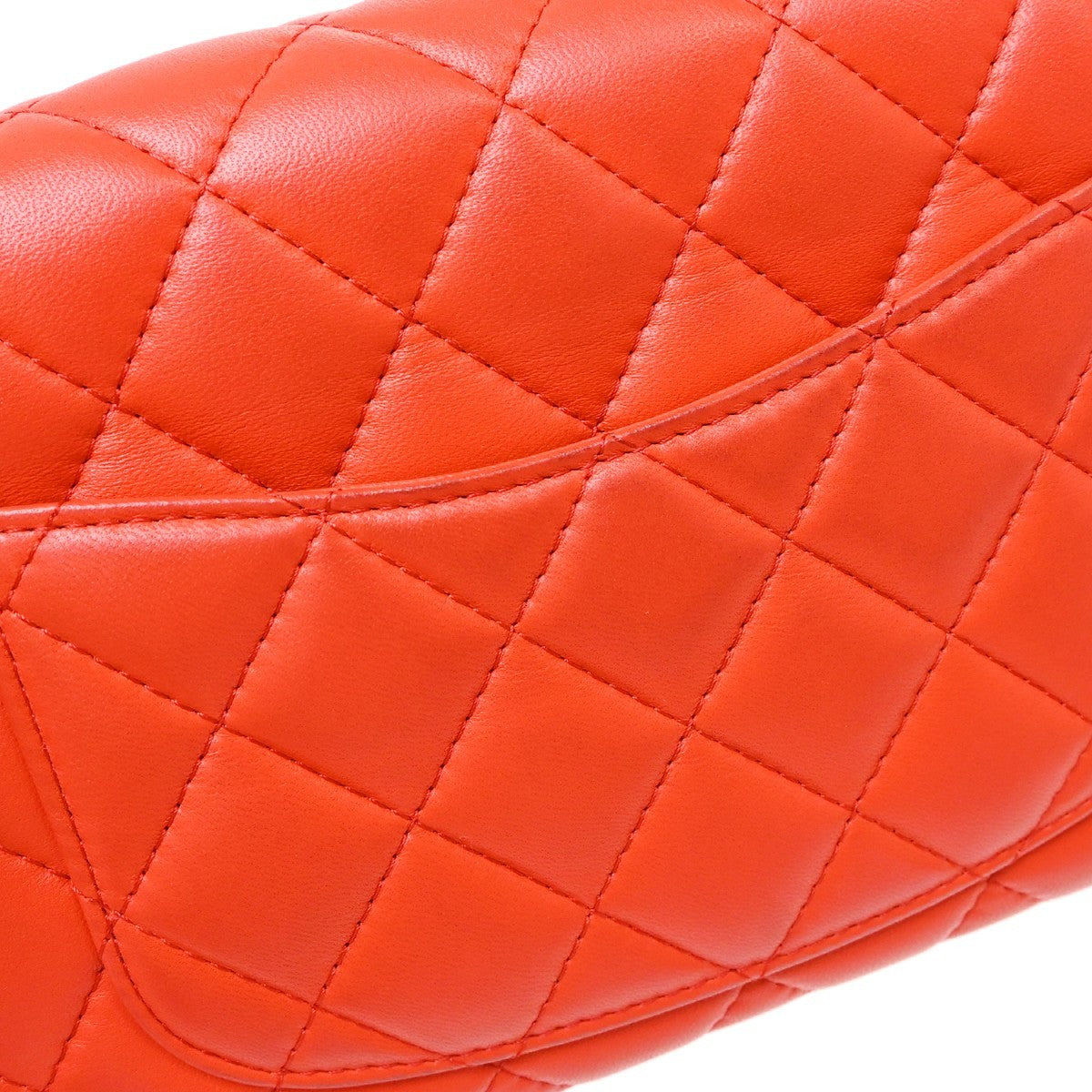 Chanel Classic Single Flap Quilted Lambskin Orange Leather Shoulder Bag Bag (Pre-Owned)