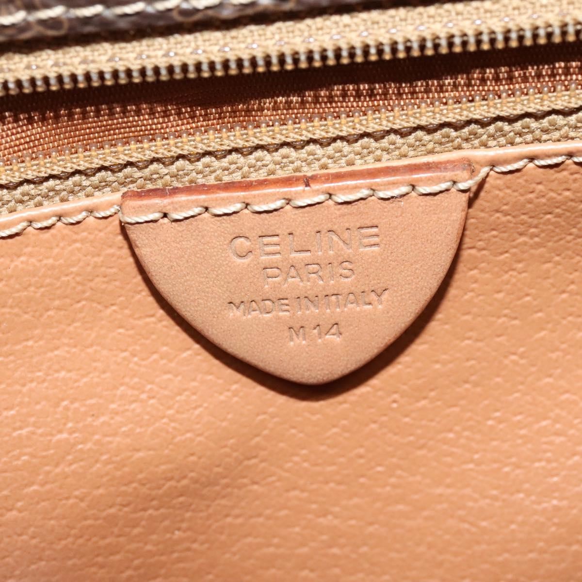 Celine Vintage Macadam Circle Logo Canvas And Leather Brown Canvas Shoulder Bag Bag (Pre-Owned)