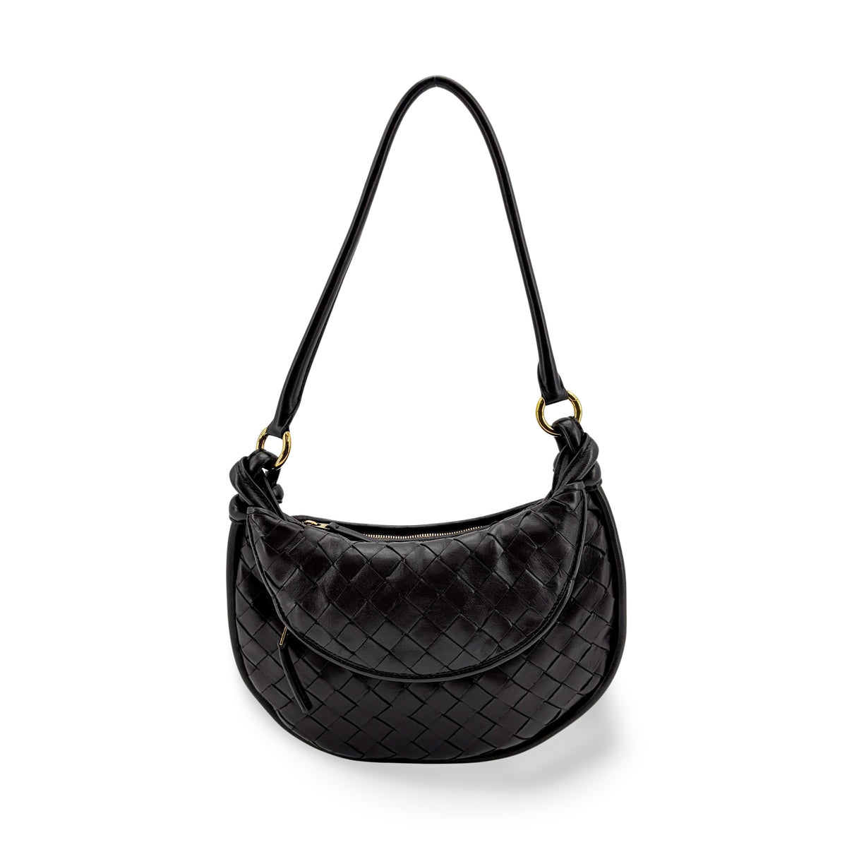 Bottega Veneta Gemelli Intrecciato Leather Black Leather Shoulder Bag Bag (Pre-Owned)