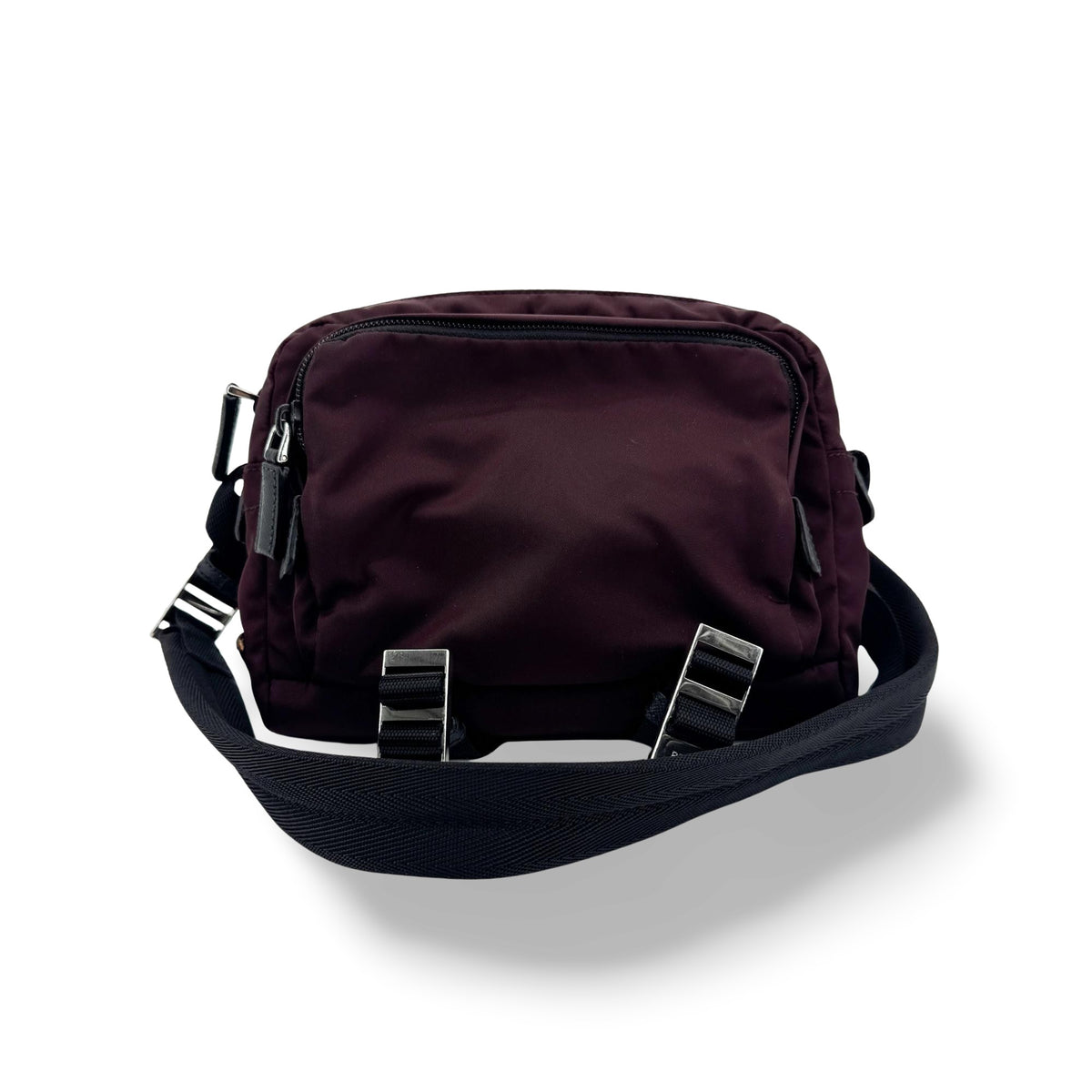Prada Technical Zip Tessuto Burgundy Nylon Crossbody Bag Bag (Pre-Owned)