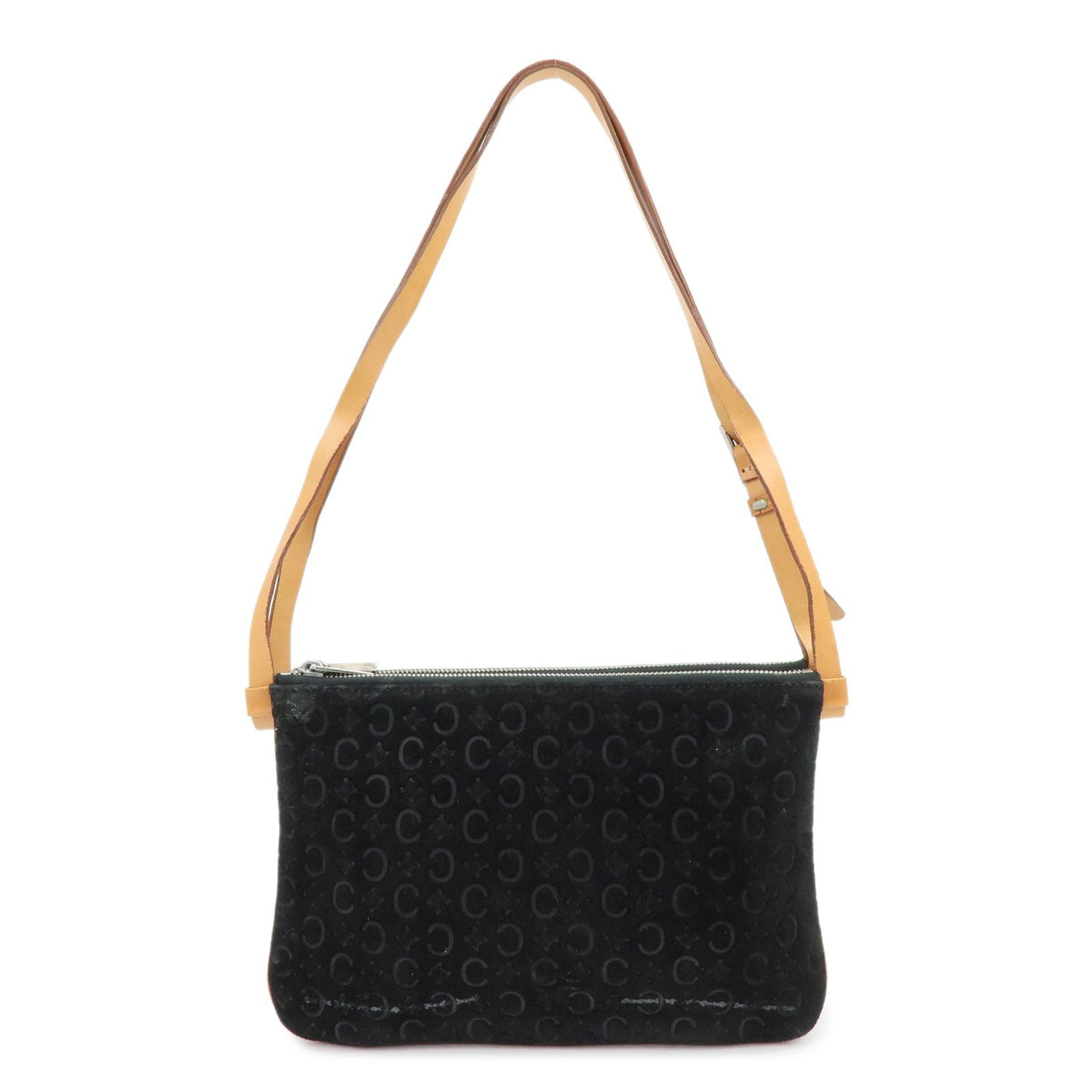 Celine C Macadam Shoulder Suede Black Suede Handbag (Pre-Owned)