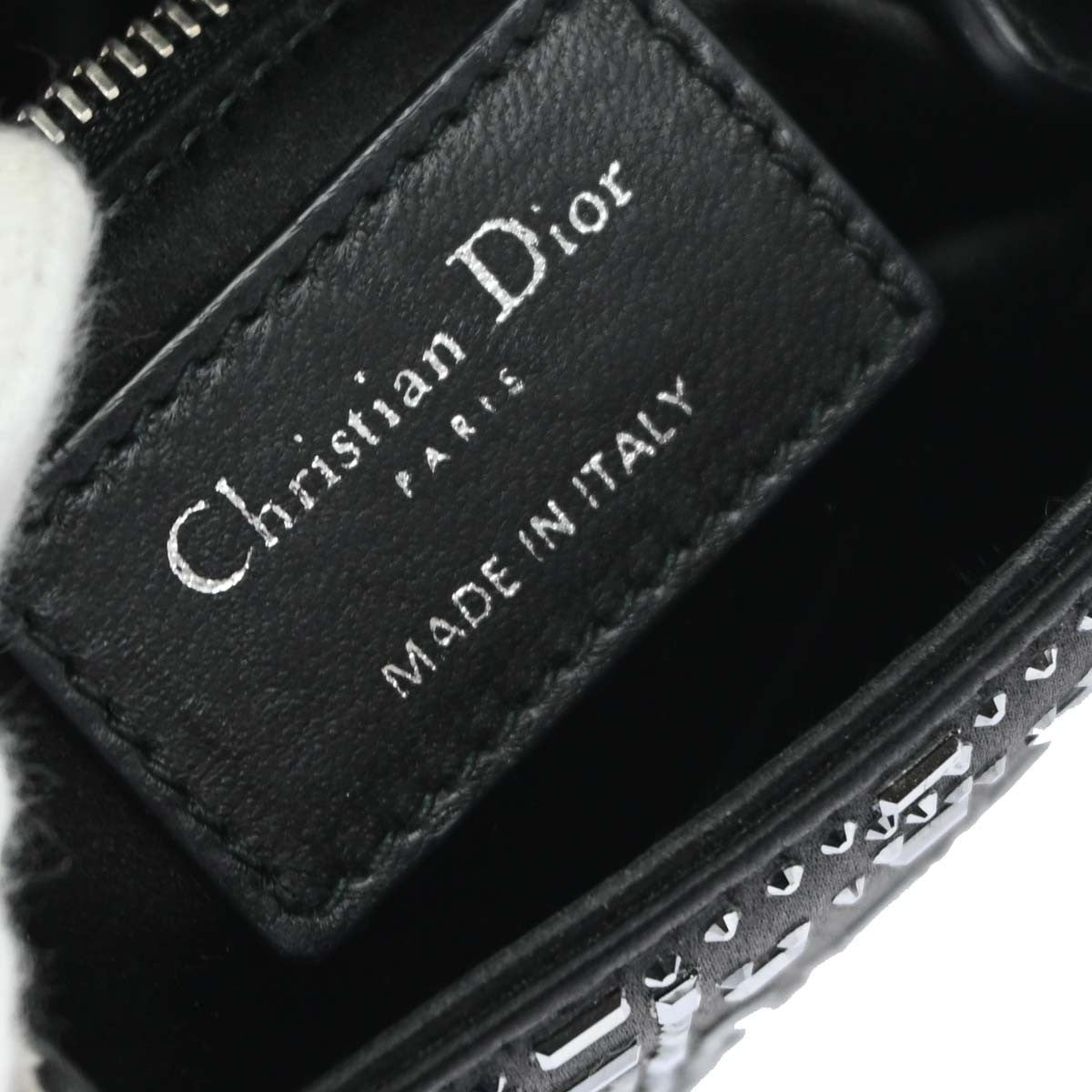 Christian Dior Lady Dior Black Satin And Bead Embroidery Black Satin Handbag (Pre-Owned)