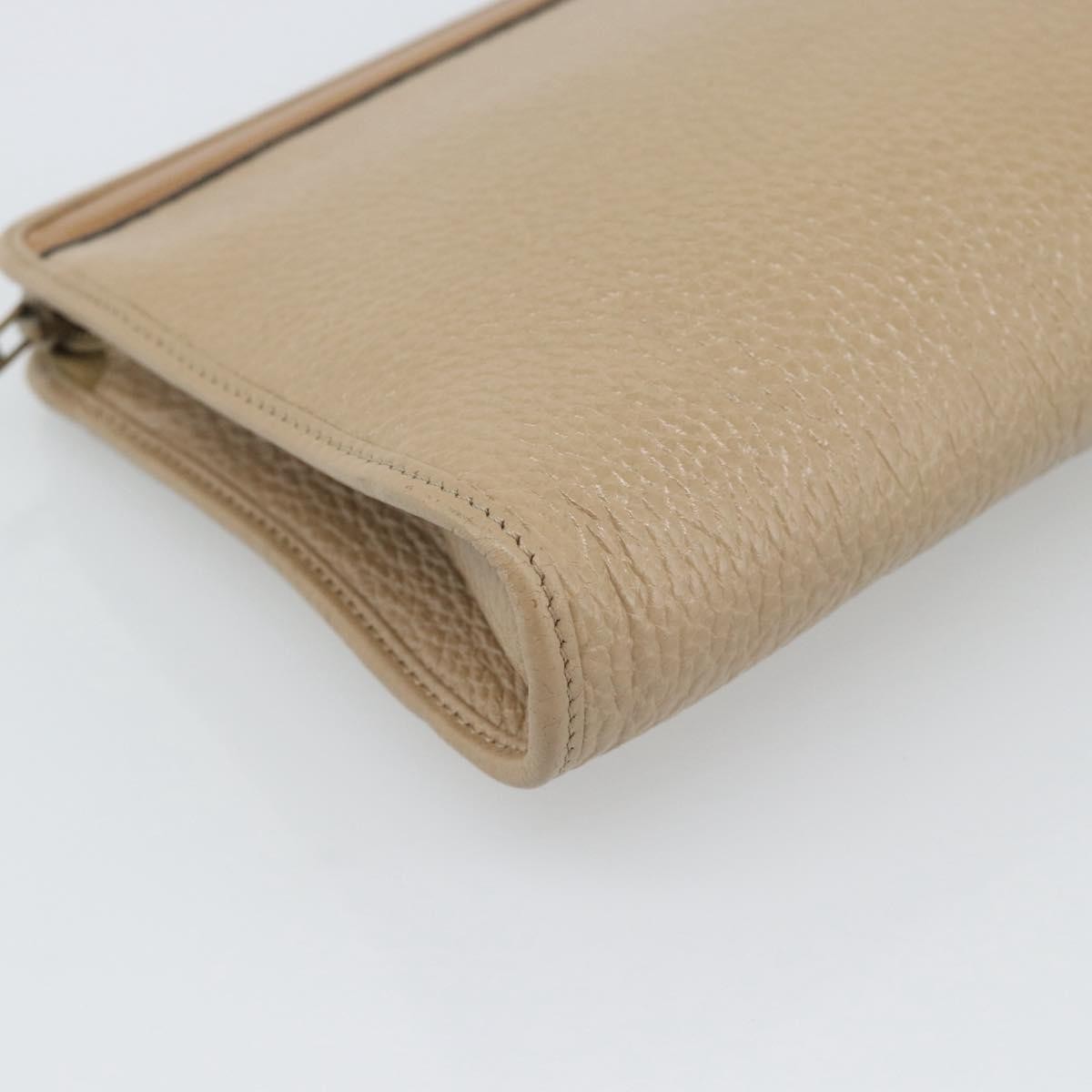 Christian Dior Vintage Zip Pochette Leather Beige Leather Clutche & Pouche Bag (Pre-Owned)