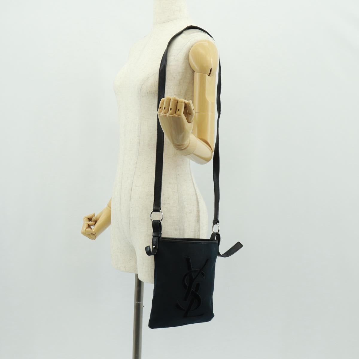 Saint Laurent Vintage Canvas Black Canvas Handbag (Pre-Owned)
