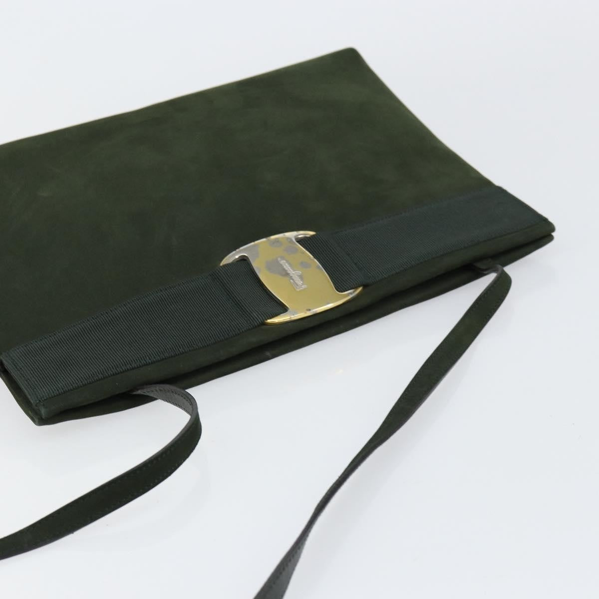 Salvatore Ferragamo Vala Suede Khaki Suede Shoulder Bag Bag (Pre-Owned)