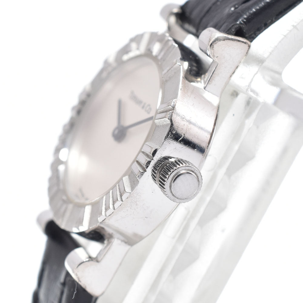 Tiffany & Co. Atlas Quartz Stainless Steel And Leather Watch (Pre-Owned)
