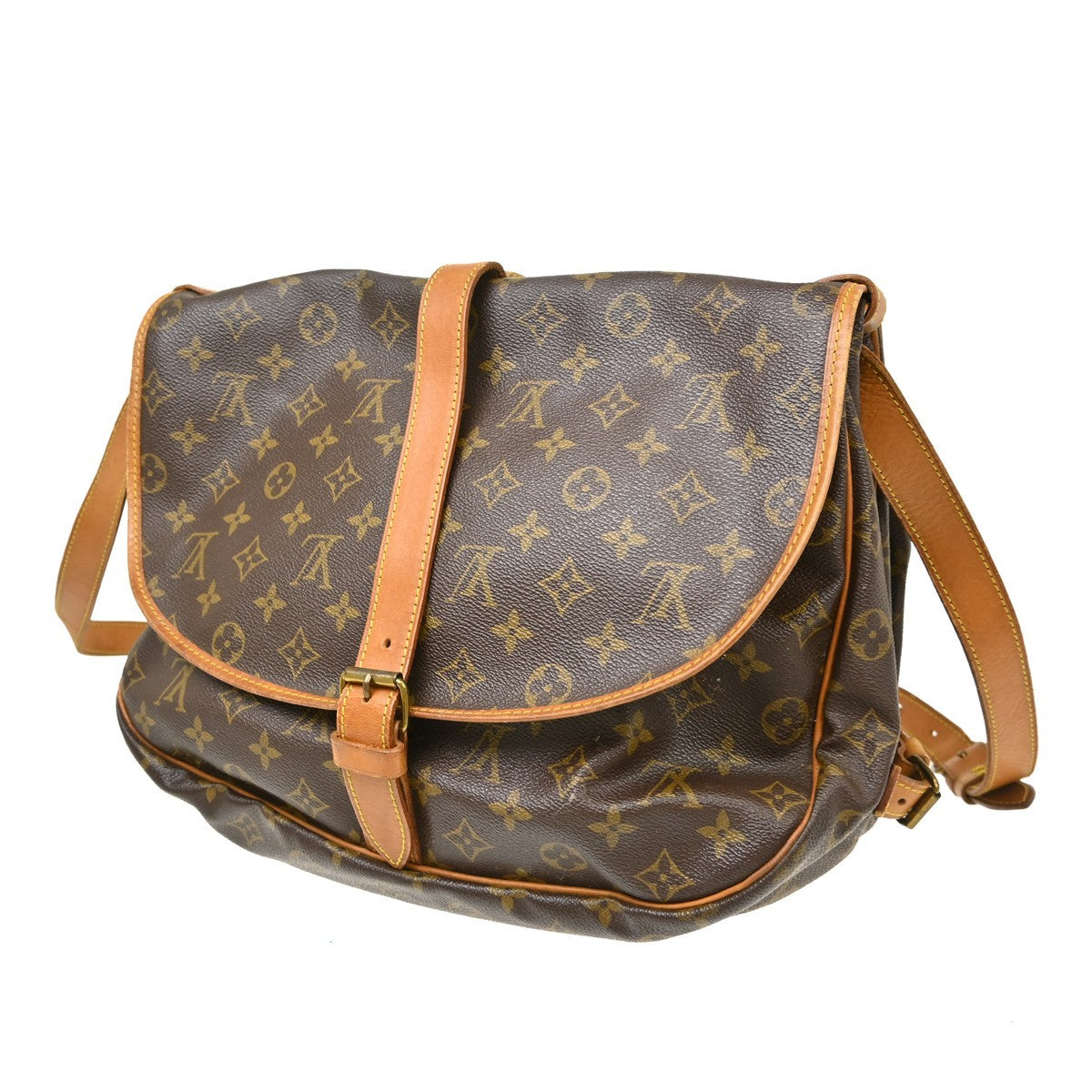 Louis Vuitton Saumur Monogram Canvas Brown Canvas Shoulder Bag Bag (Pre-Owned)