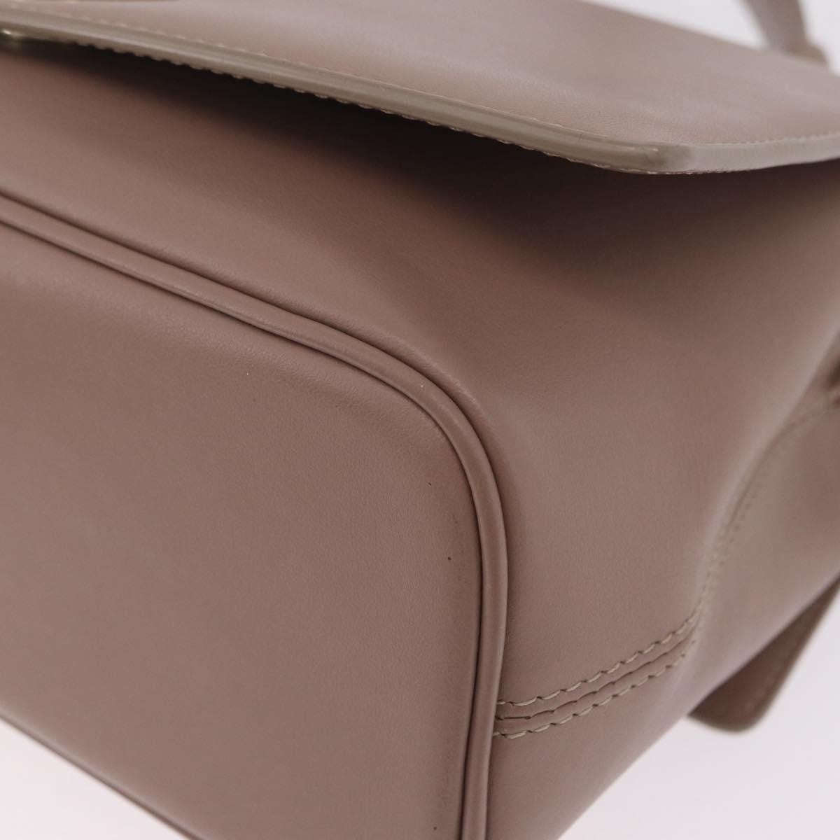Bvlgari Signature Top Handle Leather Beige Leather Handbag (Pre-Owned)
