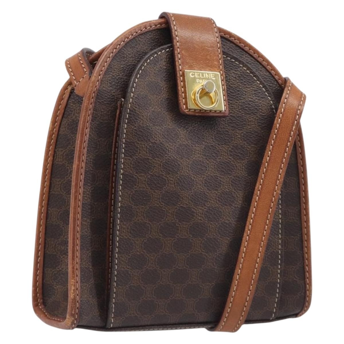 Celine Macadam Shoulder Canvas Brown Canvas Crossbody Bag Bag (Pre-Owned)
