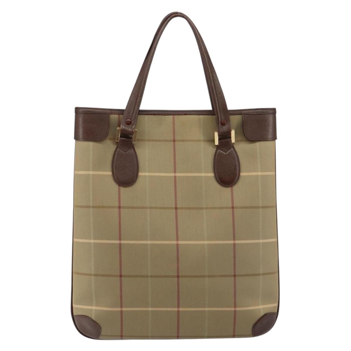 Burberry Nova Check Tote Canvas Check Pattern Beige Canvas Tote Bag Bag (Pre-Owned)