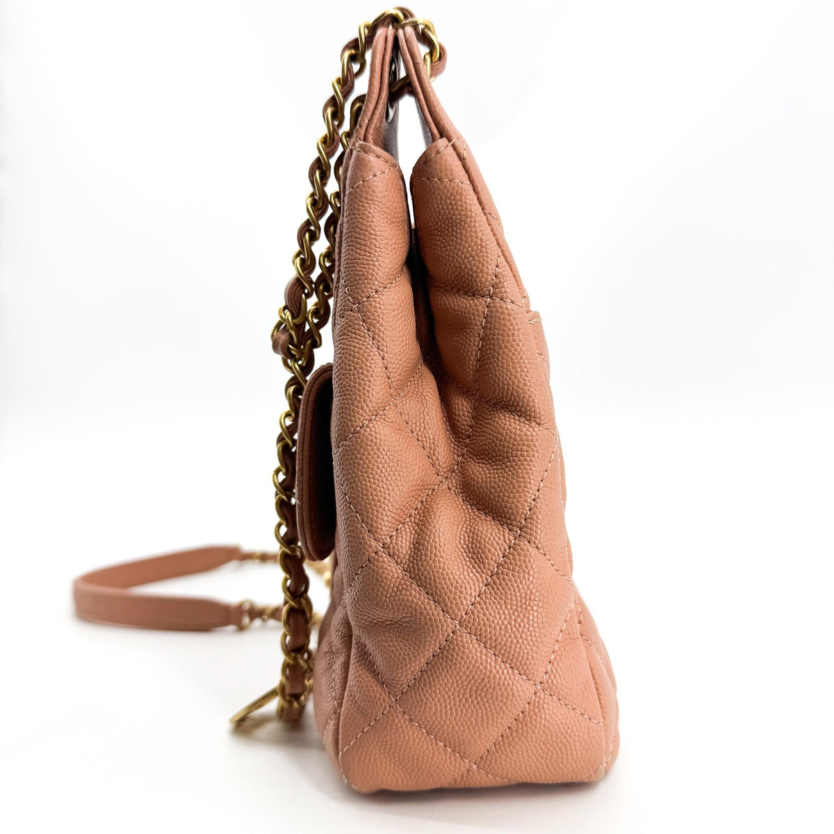 Chanel Wavy Cc Hobo Quilted Caviar Brown Leather Shoulder Bag Bag (Pre-Owned)