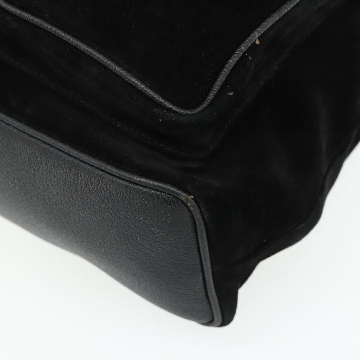 Gucci Vintage Bamboo Suede Black Suede Backpack Bag (Pre-Owned)