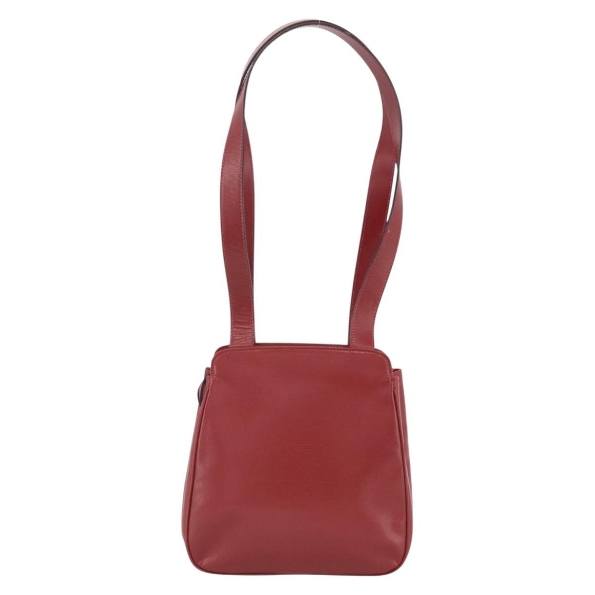 Celine Circle Logo Leather Burgundy Leather Tote Bag Bag (Pre-Owned)