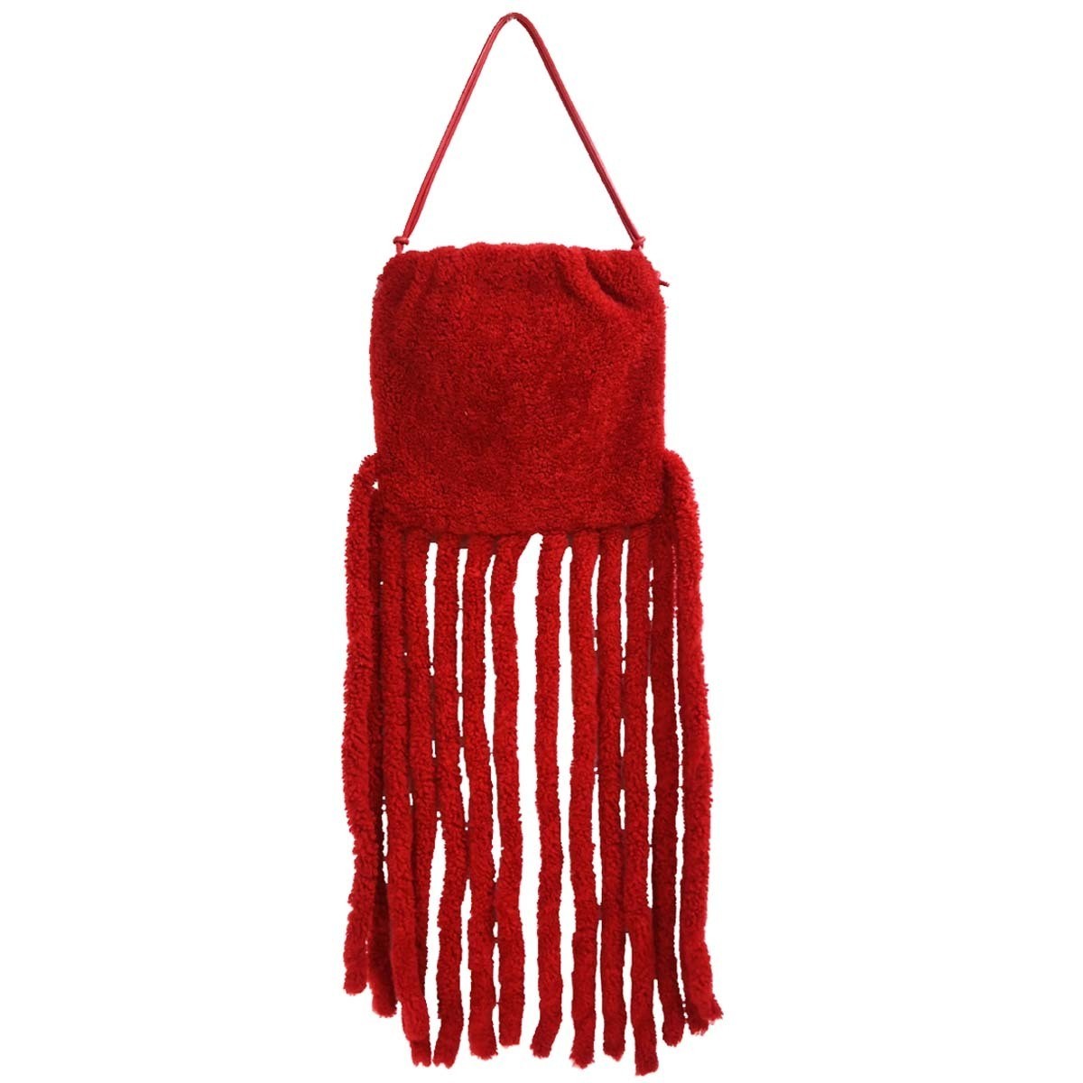 Bottega Veneta The Fringe Wool Red Wool Clutche & Pouche Bag (Pre-Owned)