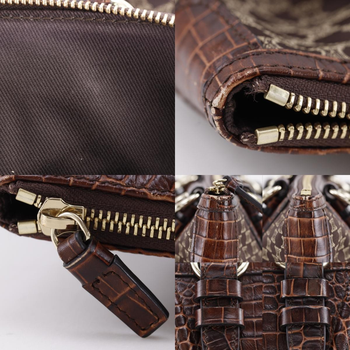 Celine Macadam Macadam With Leather Brown Leather Tote Bag Bag (Pre-Owned)
