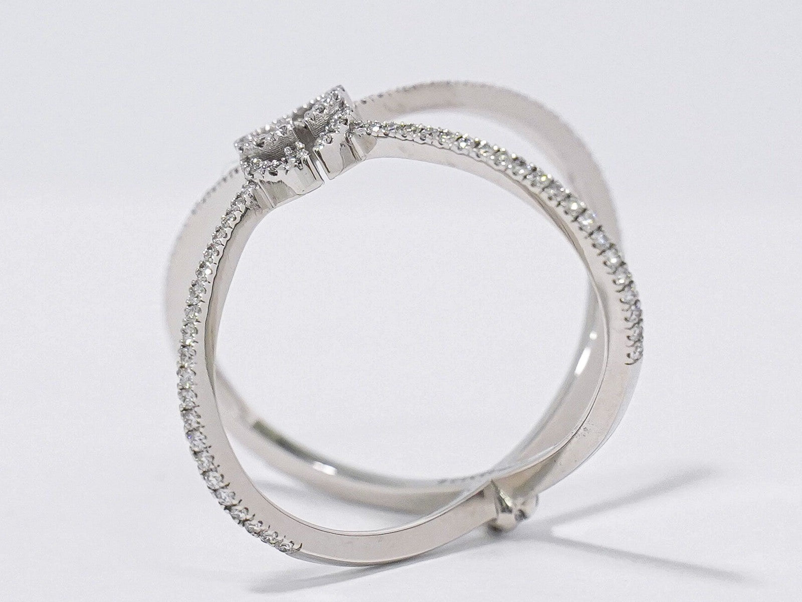 Gucci Gg Running Cross 18K White Gold And Pave Diamonds White White_Gold Ring Jewelry (Pre-Owned)
