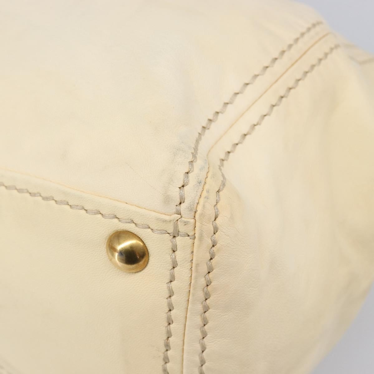 Miu Miu Beau Top Handle Leather Beige Leather Handbag (Pre-Owned)