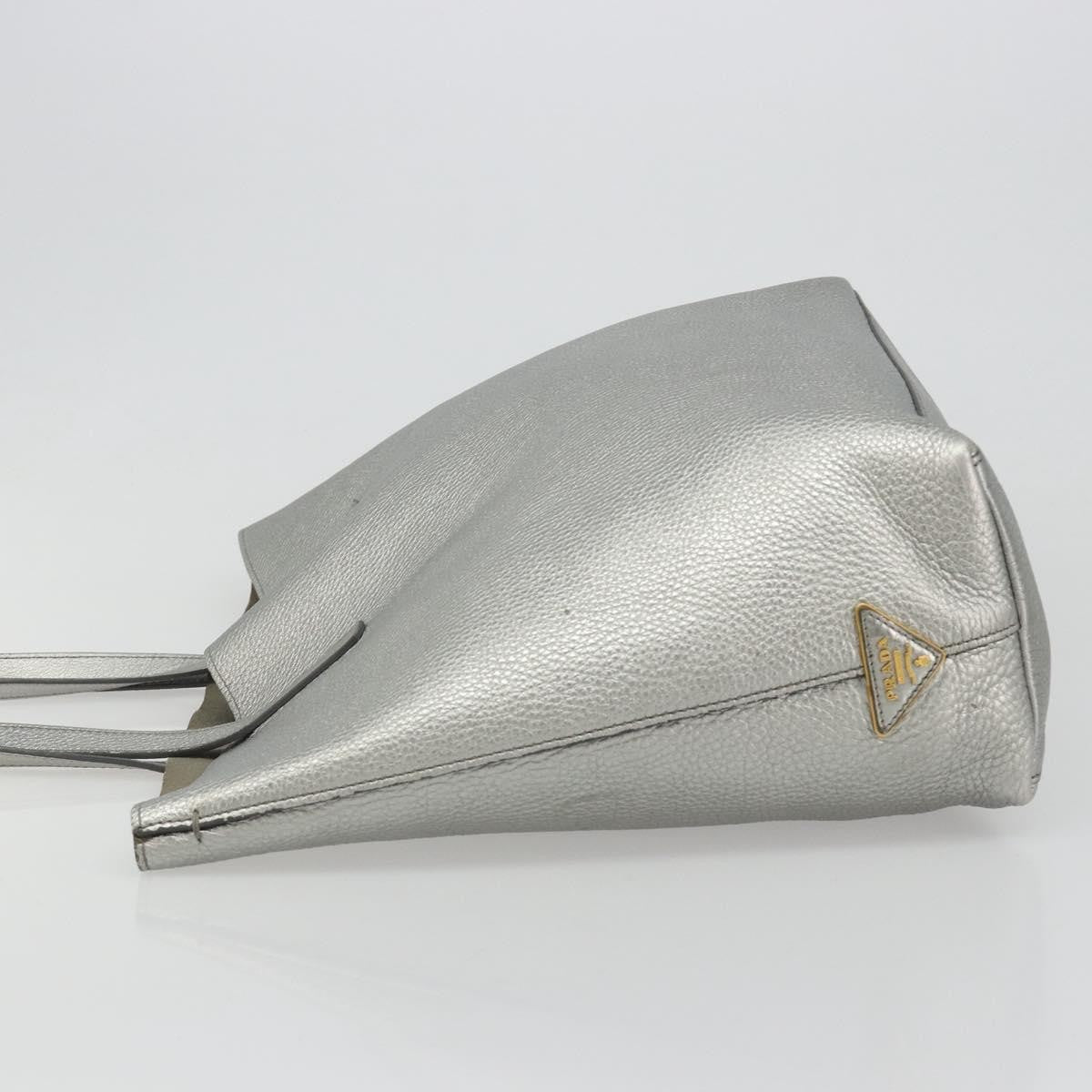 Prada Vintage Tote Leather Silver Leather Tote Bag Bag (Pre-Owned)